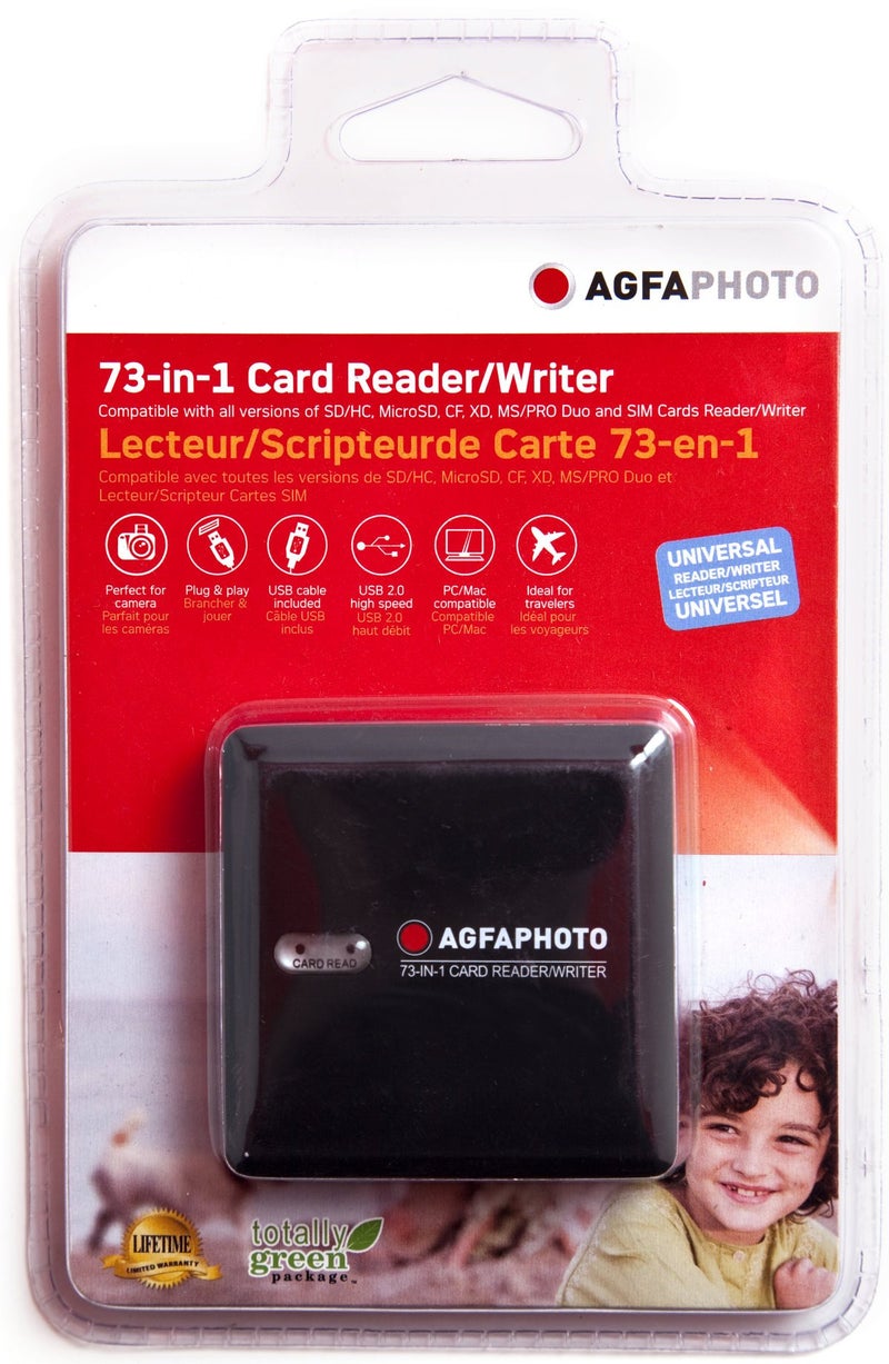 AgfaPhoto AGFA 73-in-1 Card Reader/Writer Compatible with All Versions of SD/HC, Micro SD, CF, XD, MS/Pro Duo and SIM Cards - Image 2